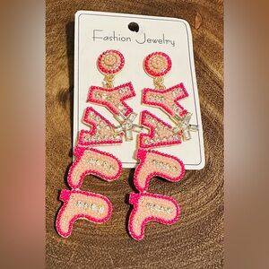 Pink and Gold Beaded Earrings